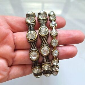 NEW! Gold Rhinestone Banggle Set. Bohemian Bracelet, Statement Bracelet